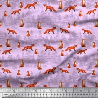 Soimoi Beige Rayon tkanina Cedar stablo i za životinjsko štampanje tkanine sa dvorištem širom