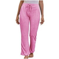Tdoqot joga hlače - modni ljetni čvrsti povremeni džep rastegnutih hlača ružičasta xxxl
