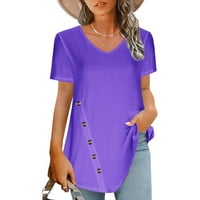 Ležerni ljetni vrhovi za žene scoop vrat kratki rukav labav fit vrhovi obični čvrsti trendi bluze basični