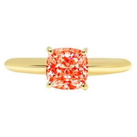 1.0ct jastuk rezan crveni simulirani dijamant 14k žuti zlatni godišnjički angažman prsten veličine 5,75