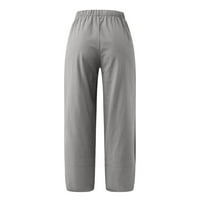 Ženski kapris s džepovima plus veličina ženske gumbi elastičnih struka Boja tankih rasteznih hlača pantalone