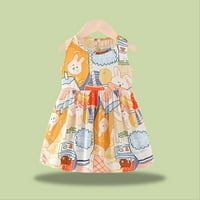 Visokokvalitetna odjeća za djecu za bebe 2-GODINE Ljetne djece Smared haljine - bijeli tisak, mačka,