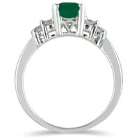 Ženski smaragdni i dijamantni prsten 14k bijelo zlato