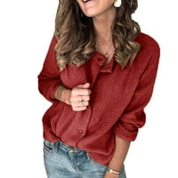 Ženska proljetna i jesenska modna boja publu gumb grubo džemper