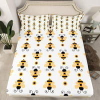 Žuti pčelini list, kawaii crtani posteljini za medeni posteljina za dječje dječake djevojke, ponavljajući