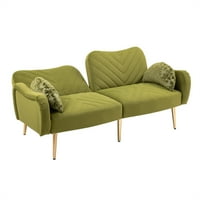 65 Velvet Futon kauč sa jastucima, srednjovječni kauč za spajanje kauča sa podesivim leđima i zlatnim
