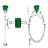 Laboratorija stvorila smaragdni prsten sa moissitnim bočnim kamenjem, srebrnom srebrnom, US 3,00