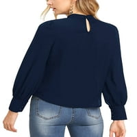 Cindysus ženske košulje dugih rukava bluza šifon t majica na vrhovima labavog tine mornarskog plavog