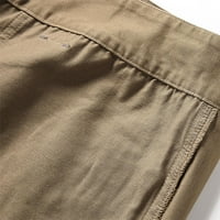 Muške hlače elastična struka zazora muškarci čvrsti povremeni modni gumb-zip multi-džepne ravne teretne