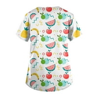 Ženski vrhovi bluza Grafički printira kratki rukav Radna odjeća Dame Ljeto V-izrez Modni zeleni 3xl
