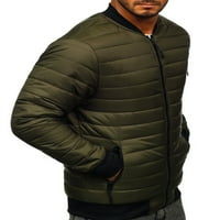 Muška jakna za prekrivanu jakna zima topla lagana u boji puffker kaput iz vrata dugih rukava Parka zatvarač