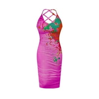 Dyegold sandresses za ženska ležerna plaža - Havajske haljine za žene Halter vrat bez rukava izdubljeni