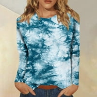 Rollback ženski jeseni vrhovi dugih rukava dnevni pulover vrhove grafičkih grafičkih otisaka ženske bluze svijetlo plava l
