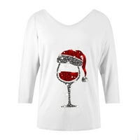 Fimkaul ženske košulje Zimske jeseni plus veličina dugih rukava casual vrhovi božićne staklene majice