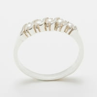 British napravio 9K bijeli zlatni kulturi biserni ženski vječni prsten - Opcije veličine - veličine