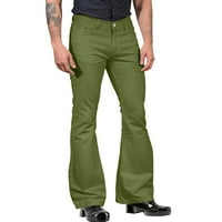 Hwmodou muške hlače Čvrsto boje visokog struka ravna noga modni casual džepni odijelo zvona casual slacks