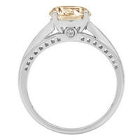 2. CT sjajan okrugli rez čist simulirani dijamant 18k bijeli zlatni pasijans sa accentima prsten sz