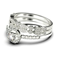 Zasljepljujući minimalistički 2. katarski okrugli dijamantni zaručnički prsten, vjenčani prsten, dva