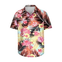 Caveitl vrhovi za muškarce, muška majica 3D tiskana Havajska majica Lapel Modna casual majica na plaži