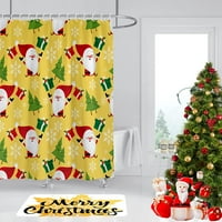 Cvjeta za božićne tuširanje, žuta Djed Mraz Claus Božićno drvce Snowflake Božićna tušska zavjesa za kupatilo Vodootporan svečani ukras