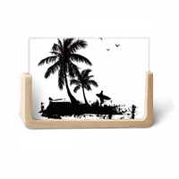 Plaža Kokosov drveni ilustracijski uzorak Foto: Drveni okvir okvira za fotografije