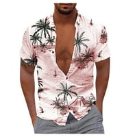 Muška havajska majica Fun s kratkim rukavima na majici na plaži Tropska kuća za odmor, ružičasta, s