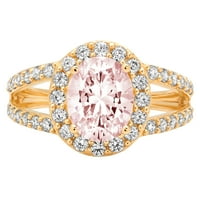 2.78ct ovalni rez ružičasti simulirani dijamant 14k žuto zlato ugraviranje izjava bridalna godišnjica