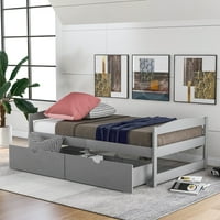 NO SPRING BO Potrebna je platforma, platforma za drvo platforma krevet sa uštedom dizajna prostora, dvostruka platforma za odlaganje sa skladišnim ladicama i prostorom ispod kreveta - siva