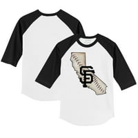 Mladića Tiny Turpap bijela crna San Francisco Giants State Outline 3 4-rukavska majica Raglan