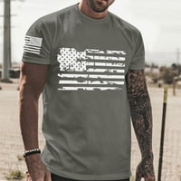 Eashery Mens majice kratki rukavi Američka zastava Na vrhu Ležerne prilike Klitet tamno siva 2xl