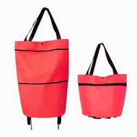 Sklopiva košarica za namirnice sa kotačima i uklonjivom torbom veća vodootporna torba za kupovinu Pink