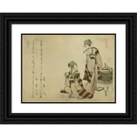 Katsushika Hokusai Black Ornate uramljeno Double Matted Museum Art Print Naslijed: Yoshiwara Suzume