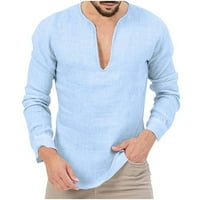 Prevelizirani muški dubinski V majica modni ljetni casual dugih rukava V izrez Solid Boja majica na