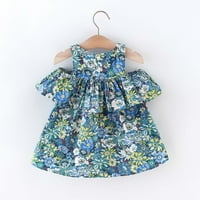 Jikolililili Ljeto TODDLER Baby Girls cvjetni print pamuk haljina ruffled haljina ramena