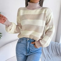Ženski pulover džemper modni ulični stil kontrast pruga dugih rukava pletena jesen zimski džemper za