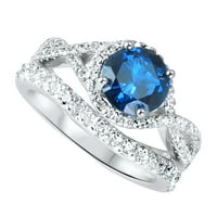 3. Carat TW Infinity Sapphire CZ Vjenčani prsten set u srebru Sterling za žene 7
