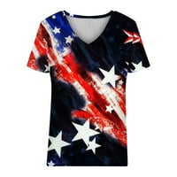 4. jula košulja za žene Ljeto V izrez kratkih rukava Američka zastava za zastavu Patriotsko odijelo