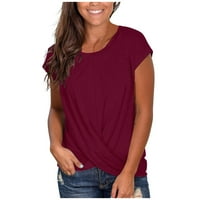 GDFUN Ženska modna kratki rukav Okrugli rukav labav majica sa čvrstim bojama Thirs majice za žene