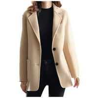 Ženska jakna za blejler dugih rukava od pune boje zarez rever odjeća, udobnog poslovnog rukovanja džepnim