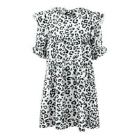 Žene Ljeto Ležerno Ležerne prilike Leopard Print Ruffle Lood Flowy Swing Mini Tunic Haljina Linija za