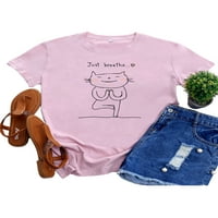 Capreze Cat Print Slatka košulja za žene Ljetna casual bluza za plažu Labavi dnevni odmor Tunic Tee