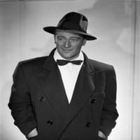 John Wayne u kaputu za bowtie i šešir za ispis