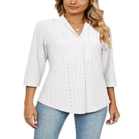 Haiti dame bluza v majice izrez rukave na vrhu tuničke košulje u uredu čvrstog boja bijela l