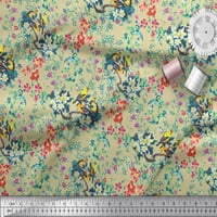 Soimoi Japan Crepe Satin Tkanine Bobice, lišće i cvjetno cvjetna ispis tkanina od dvorišta široko
