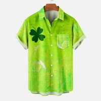 Košulje za muškarce Cleariance Muškarci Ležerne tipke St. Patrick's Day Print sa džepnim isključivanjem kratkih rukava bluza s bluzom