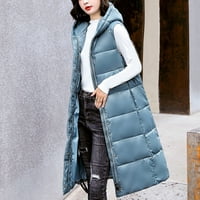 KPOPLK ženski kapuljač toplim zimskim kaputima ženski dugi zimski kaput prsluk s kapuljačnim džepovima