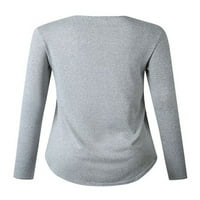Capreze Women majica s dugim rukavima V izrez TEE COMFY Tunic Bluza Solid Color Tops Grey XL