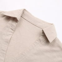 Košulje za ženske proljeće ljeto kratki rukav luk majica pamučna posteljina košulja kaki s