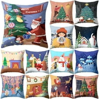 Sretan božićni ukrasni crtani jastuk, zimski festival Xmas Square Jastuk pokriva slučajeve Santa jelena