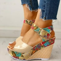 JTCKARPU Sandal platforme sandale sandale za klin Bohemian Dressy Summer Cipele